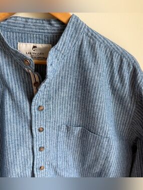Lee Valley Ireland Irish Grandfather Full Button Down Striped Flannel Shirt L